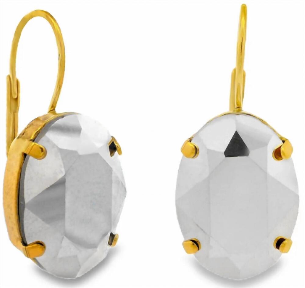 NEW TOVA women's caitlin earrings in oval chrome